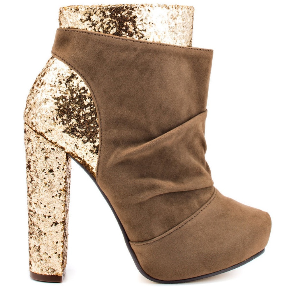 Michael Antonio Taupe Velvet Glitter Boots